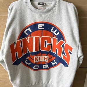 Kith Gray and Orange Knicks Crewneck Sweater